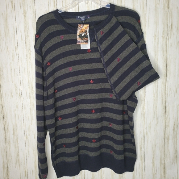 Daniel Cremieux Men's Sweater Merino Wool Blend Striped Blue & Gray Size XXL NWT - Picture 10 of 10